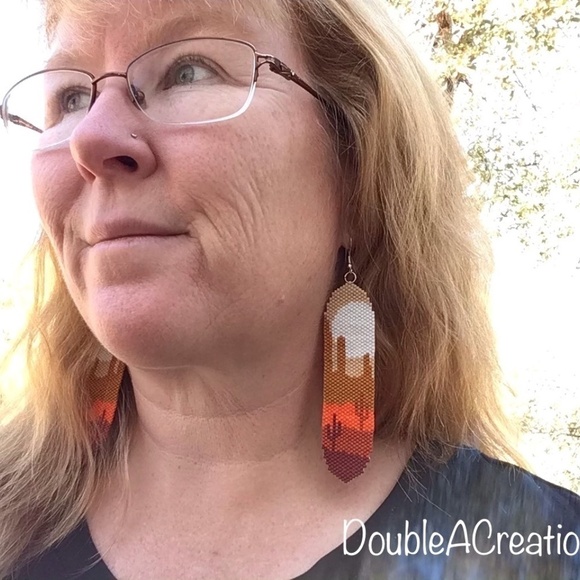 COPY - 🌵Saguaro Desert Bead Earrings, New, Handmade By Me - Picture 6 of 8